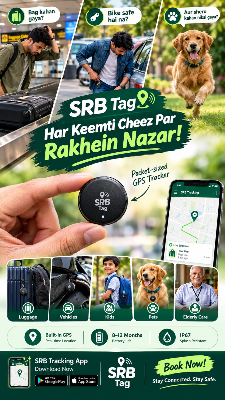 SRB Tag compact GPS tracker for luggage, vehicles, children, pets and elderly care