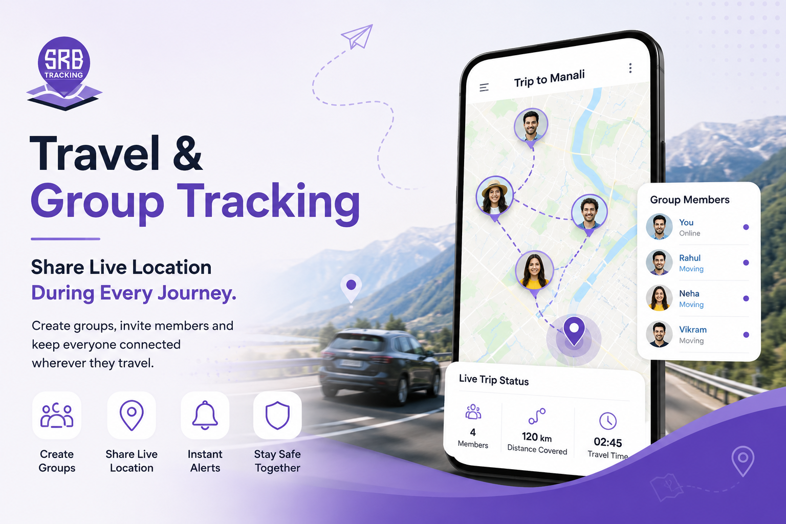Travel group tracking app